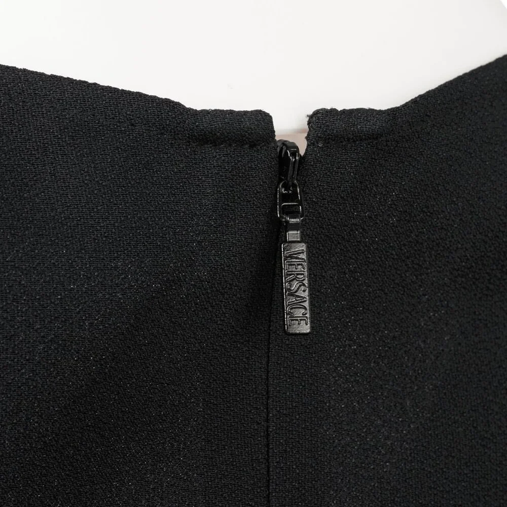 Versace PF20 Black Envers Satin Safety-Pin Short Dress - Picture 9 of 13